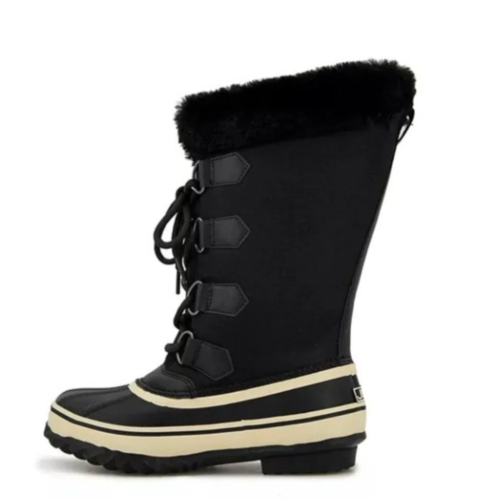 NIB NEW JBU Snowy Tall All Weather Boot, Black SZ-8 Faux Fur